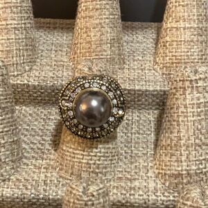 Elegant Gold and Silver Ring with Pearl Accent